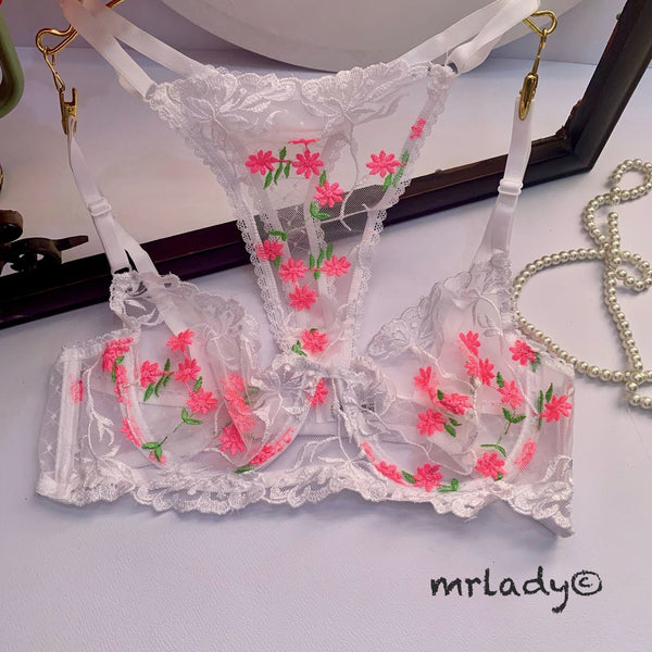 TURKISH FLOWER SOFT NET BRA SET